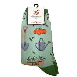 SockSmith Gardening Crew Socks Women One Size Pumpkin Shovel